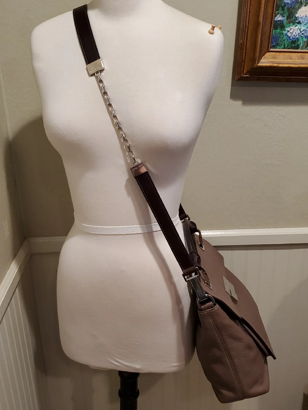 Michael Kors Collection Taupe Top Handle Quinn Bag Ultra Rare